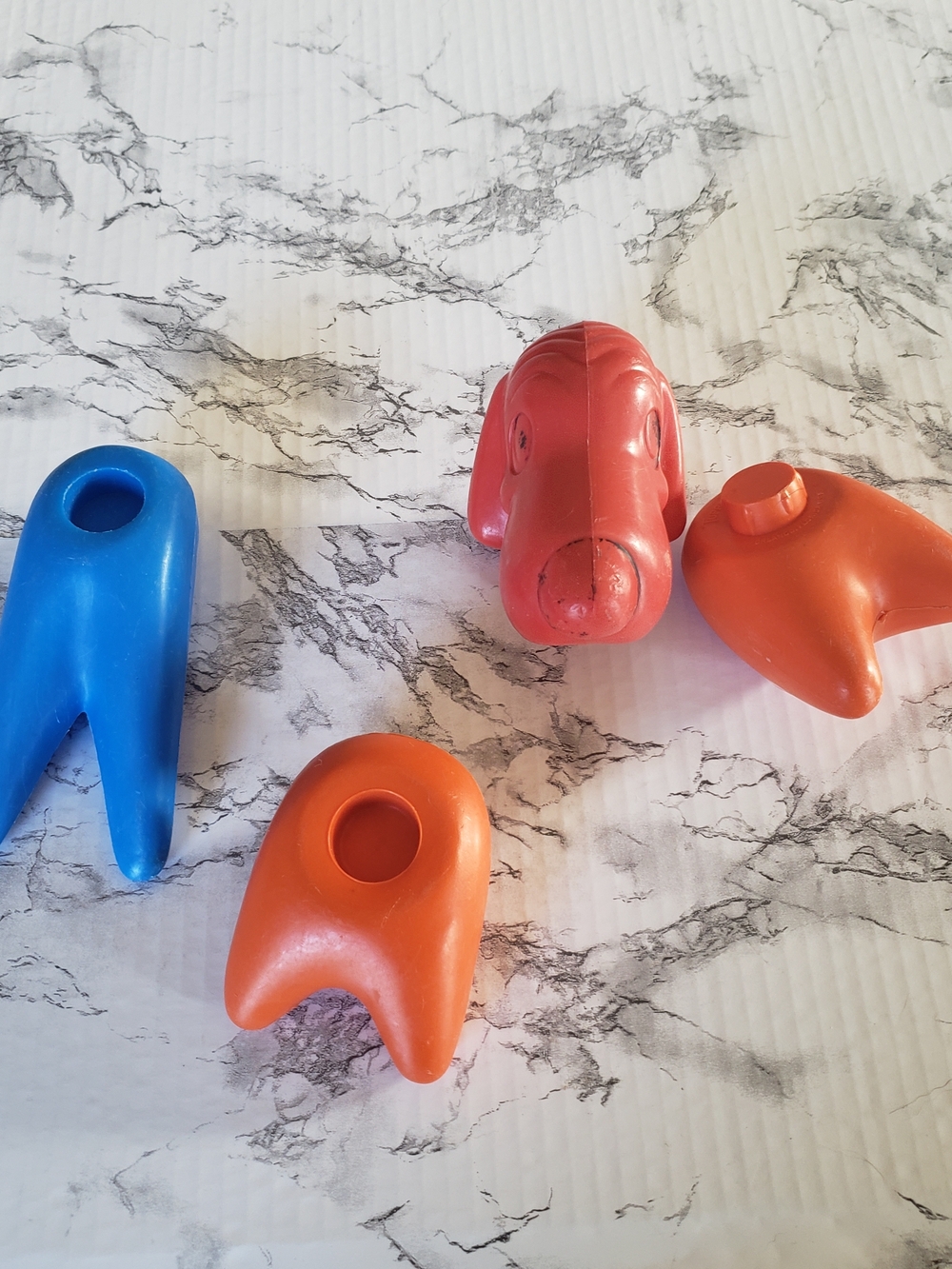 Tupperware Red Dog Head with Blue and Orange Accessory Pieces